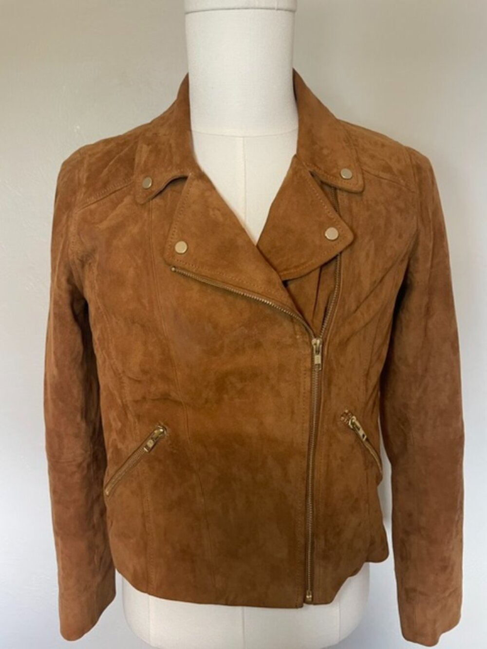 Chelsea28 Brown Suede Leather Biker Jacket Medium Womens Asymmetrical Zip Moto